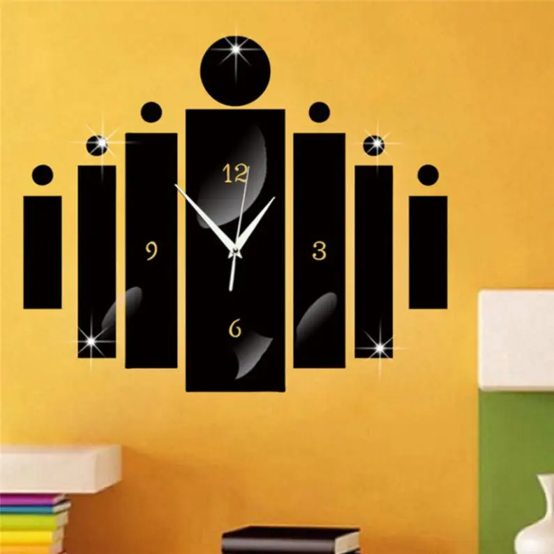 3D Modern Style Self-adhesive Acrylic Mirror Wall Clock DIY Wall Sticker Clock for Home Decoration