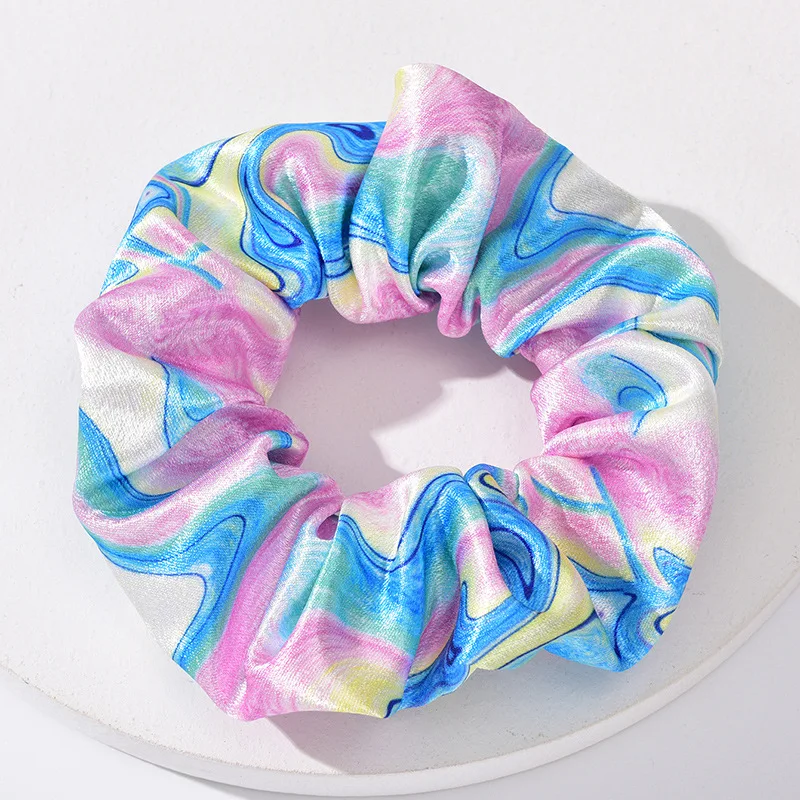 Colorful Printing Scrunchies Soft Elastic Hair Ties for Women Teenage Girls Ponytail Holders