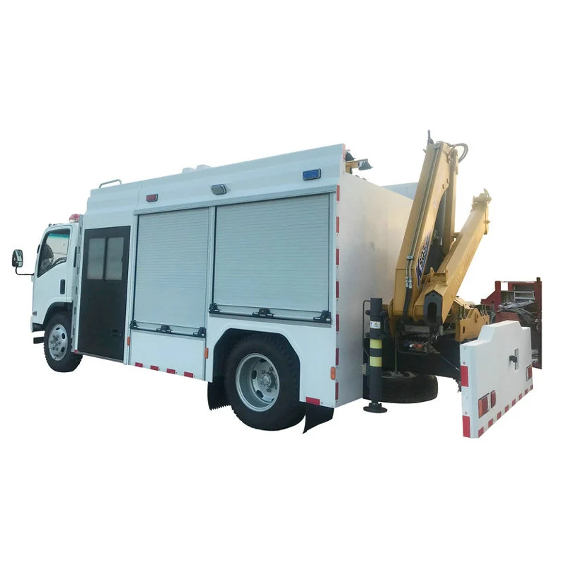 Professional chinese wholesaler cheap Isuzu fire fighting truck with 3tons XCMG crane