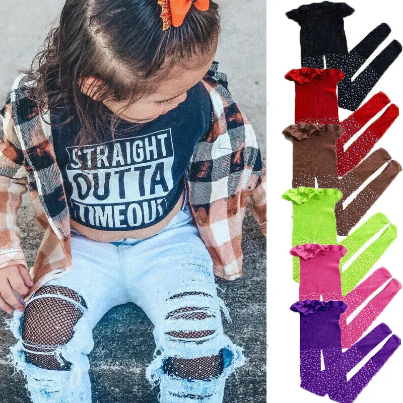 Toddler Kids Girls Children Mesh Fishnet Net Tights Diamond Pantyhose Stockings Rhinestone Shine Fashion Casual Stockings