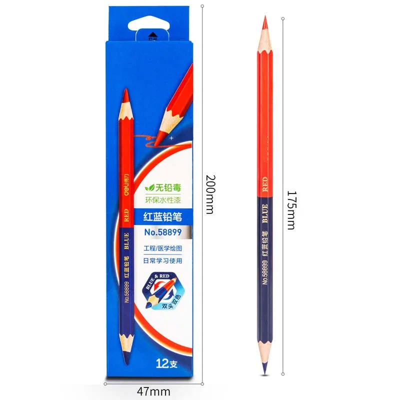 Two-Sided Two-Color 12 Drawings Engineering Medicine Specific Pencils Marked With Red And Blue Pencils