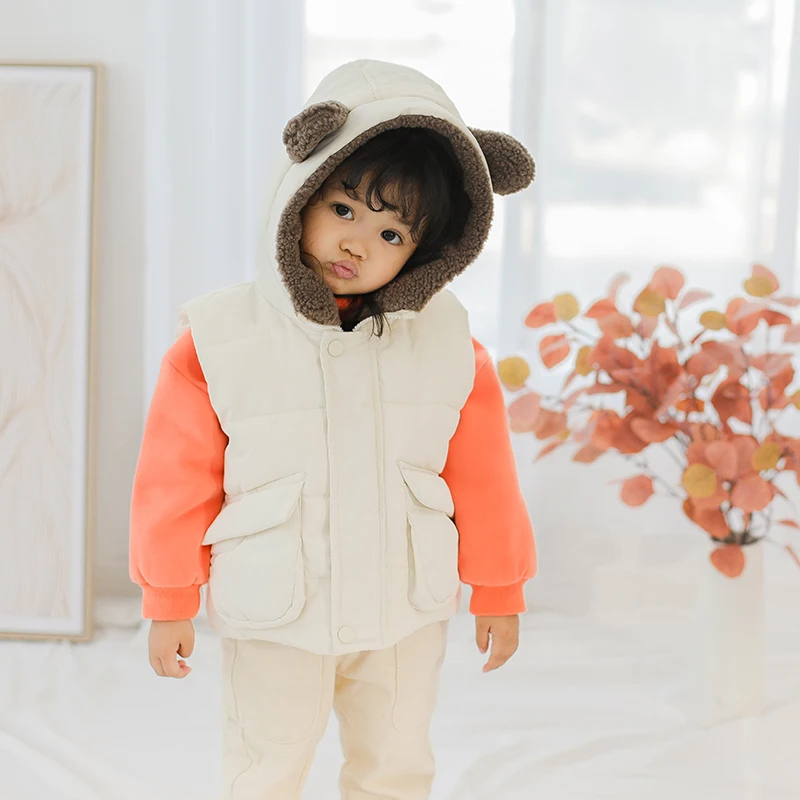 
Solid color thicken thermal winter warm 0-3-year old baby unisex vest sleeveless O-Neck wholesale baby vest 