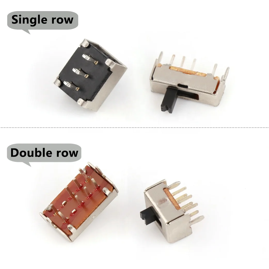Двухрядный Dpdt переключатель вкл. Выкл. 0.3A 50V 6 контактов SS22F07-G10 dpdt 180 градусов скользящий