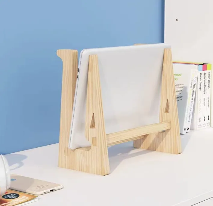 Portable Ergonomically Designed Wooden Notebook and Laptop Cooling Stand Space-Saving Home Decor