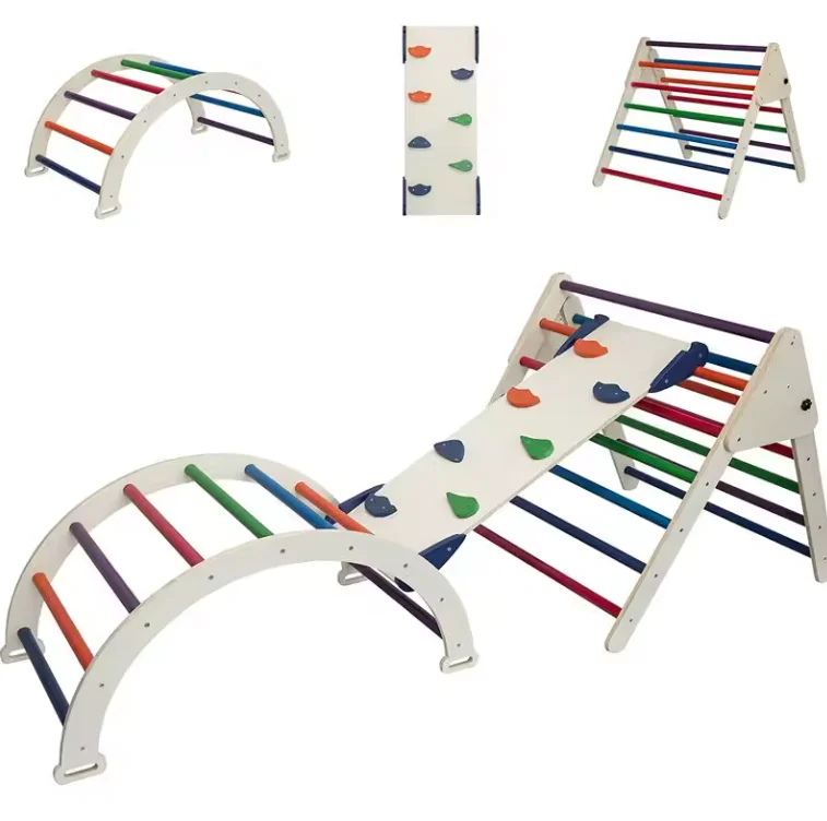 Popular Triangle Climbing Ramps Sturdy wooden toddler climbing toys folding triangle ladders for toddlers