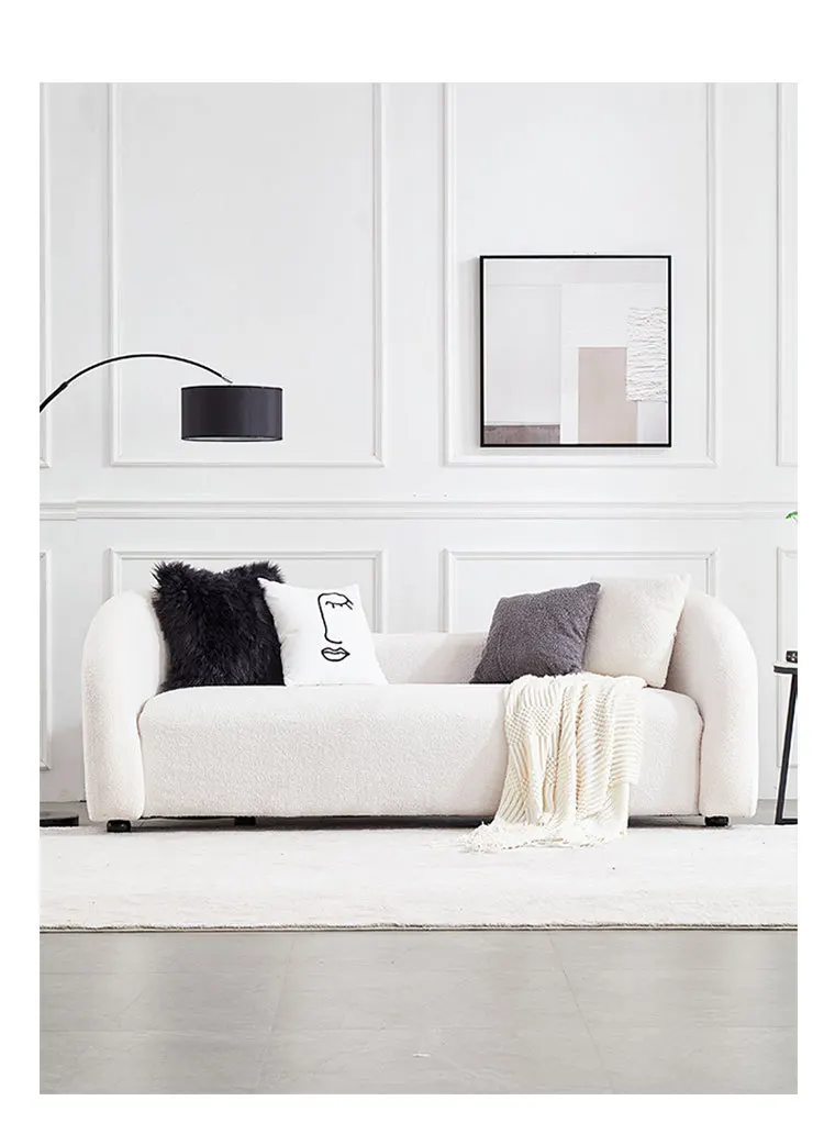 Nordic Fabric Lambswool boucle furniture White Leisure Chair lounge sofa recliner Accent Hotel Liivng Room sofa