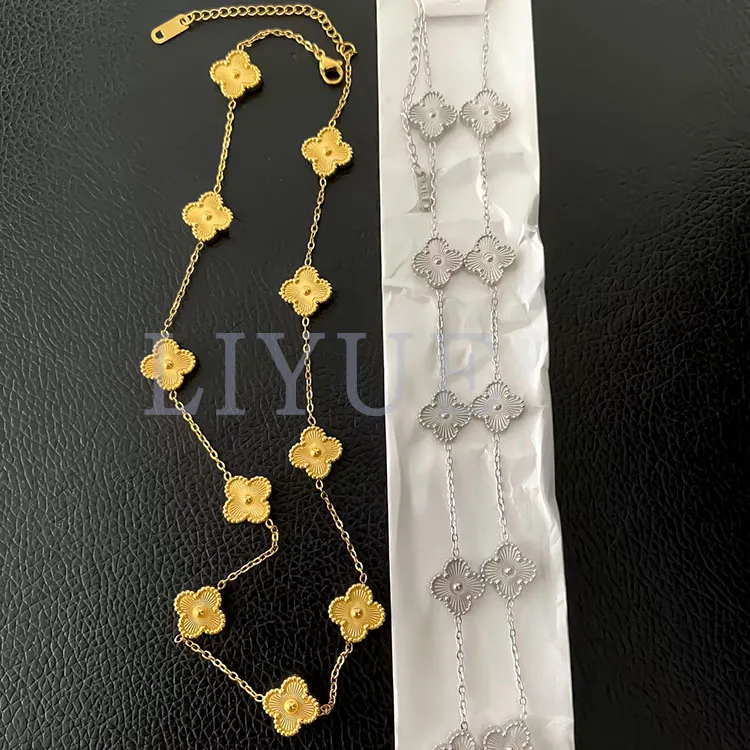 Изящное серебряное ожерелье из нержавеющей стали с 10 цветами 18 карат
