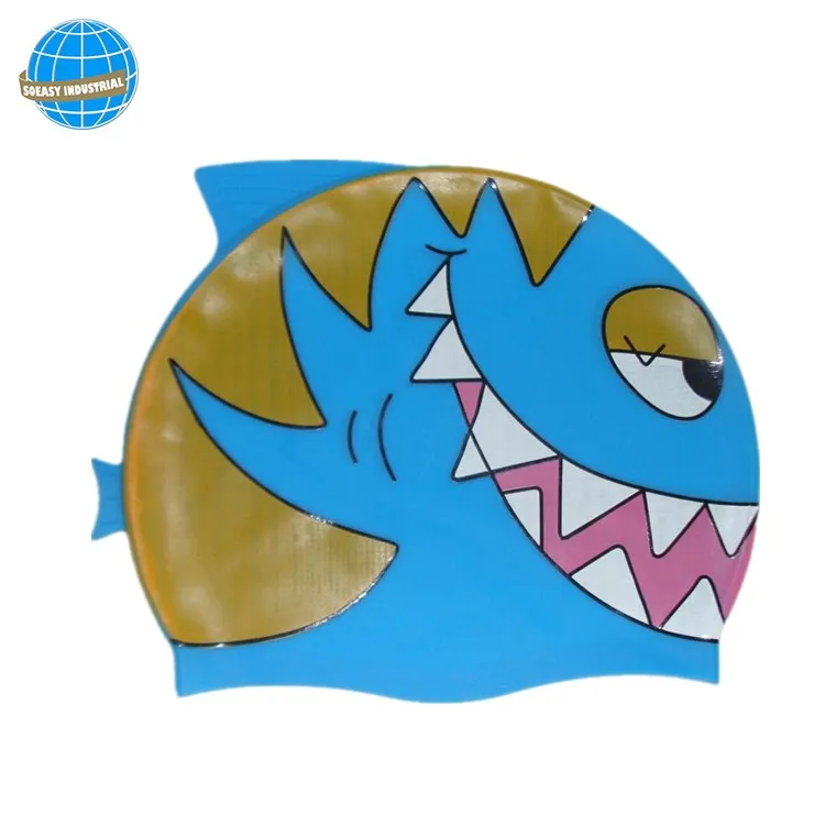 Cheap making cartoon shaped animal print silicone swimming cap