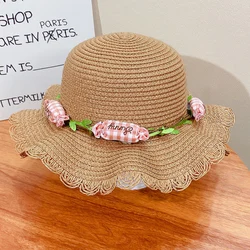 Children Sun Straw Hat Summer Girl Kids Breathable Bucket Cartoon Fisherman Straw Hat