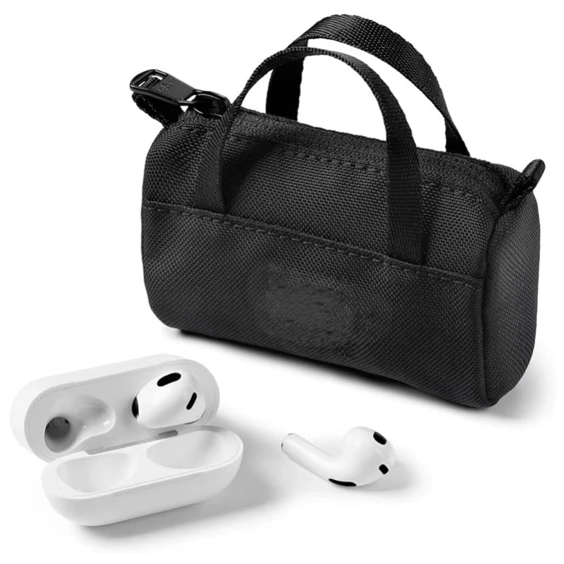 High Quality Nylon Mini Bag sports bag for AirPods Pro case Bluetooth headphone bag with zipper and label