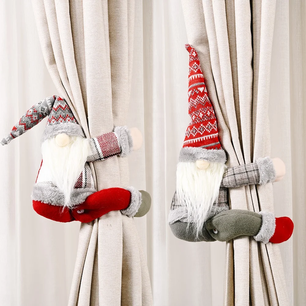 
Christmas 2021 faceless santa tomte gnome curtain buckle holiday window scene curtain tieback ornaments christmas 