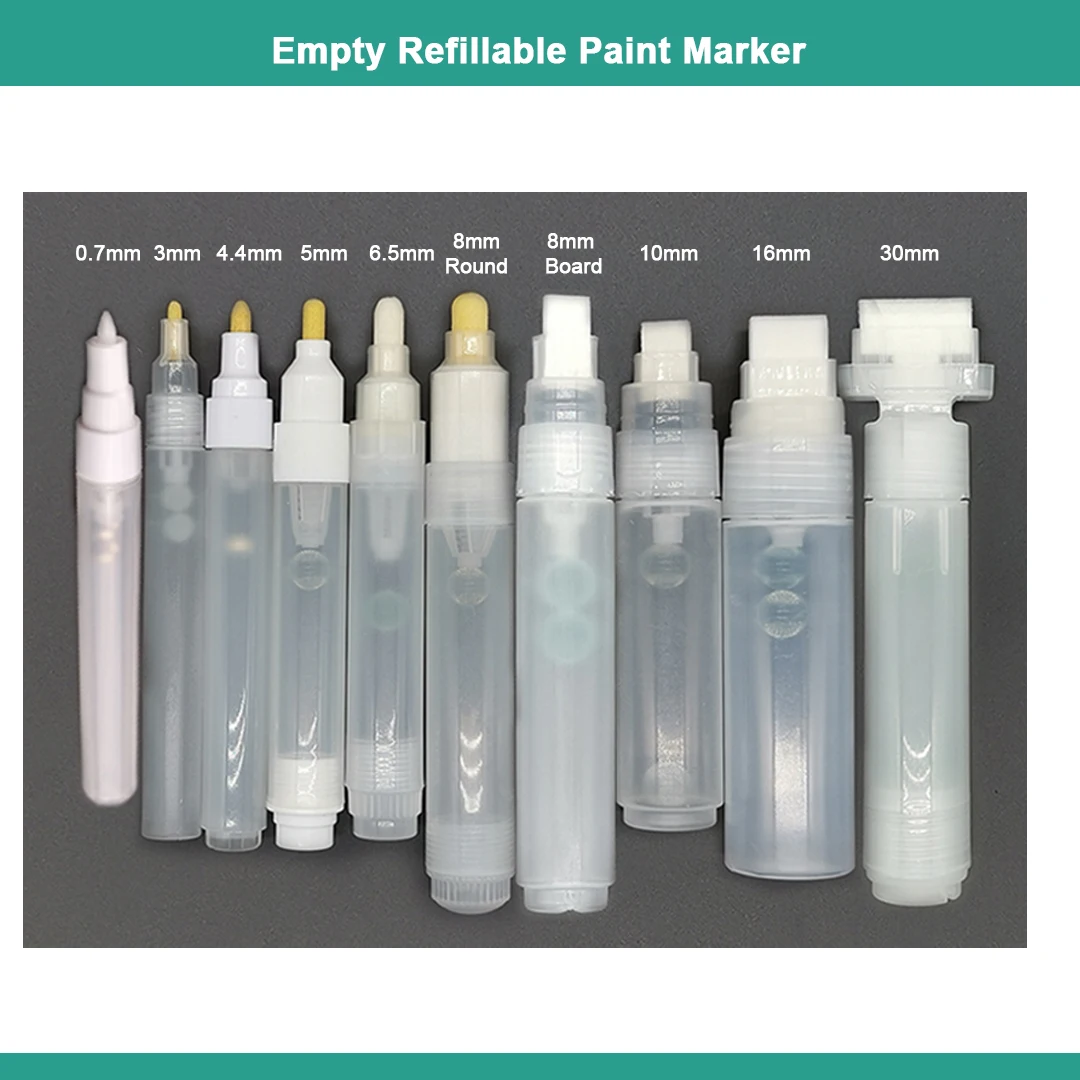 Wholesale 8mm tip acrylic empty refillable marker non dust refillable whiteboard marker empty chalk marker for teaching