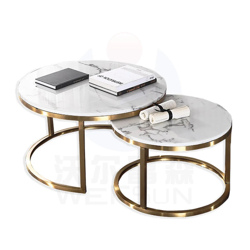 Роскошный круглый журнальный столик из белой и Золотой стали в скандинавском стиле, современный журнальный столик из нержавеющей стали с мраморной поверхностью для гостиной