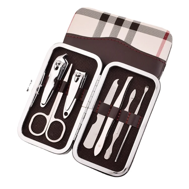 WELLFLYER MS-002-11 Wholesale Manicure Set 7pcs Stainless Steel Durable Customizable Gift Home Travel Nail Clipper Kit