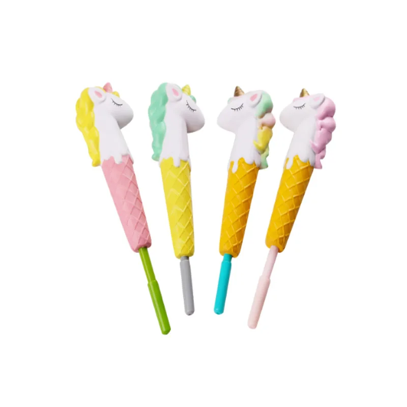 Promotional stationary gift baby play pen PU foam squishy pencil grips unicorn doll pencil