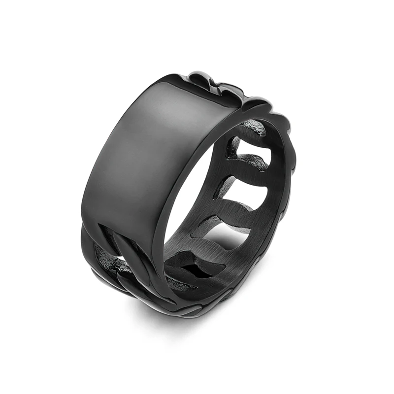 Customized 18k gold plated stainless steel summer hollowed out jewelry signature ring gold from  Chinese jewelry factory