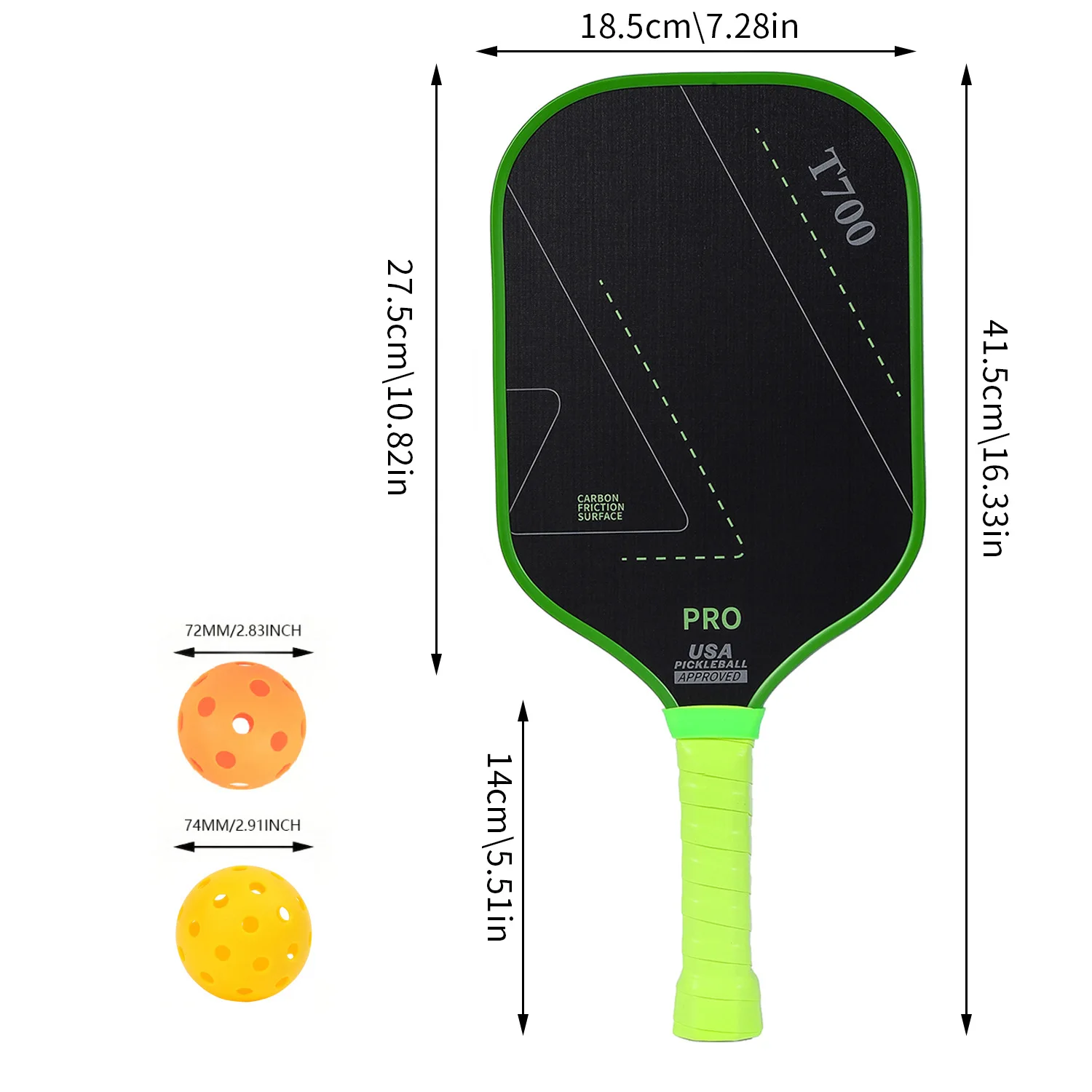High Grit Spin Compliant Enhanced Power Pickleball Paddle Sweet Spot Raw Carbon Fiber Glass Fibre Surface Fiberglass PP Hole