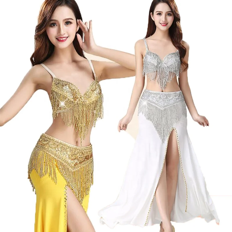 Wholesale sexy professional belly dance costume bra belt complete set