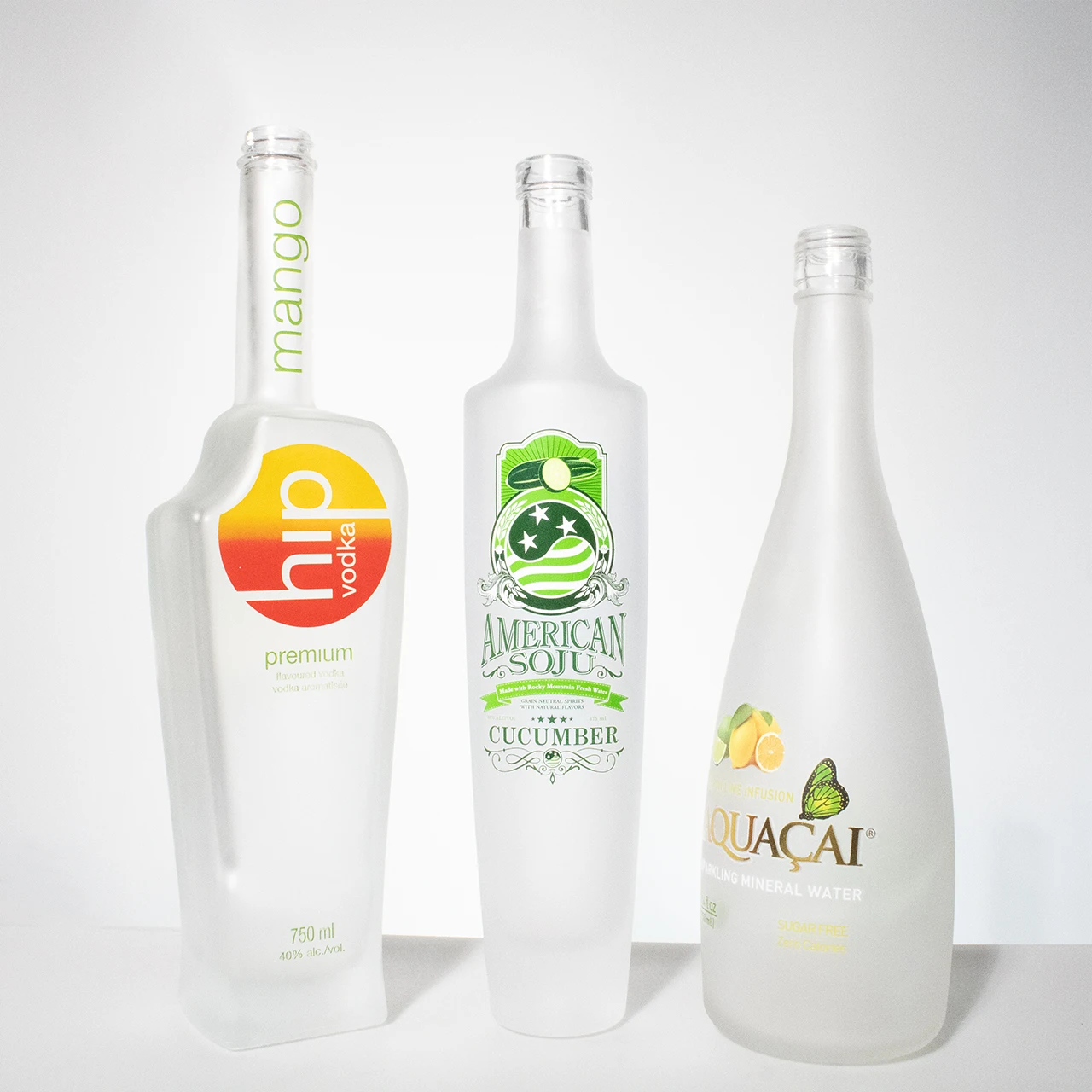 750ml Luxury Clear and Frosted Glass Bottle Long Neck Clear Empty Vodka Tequila Gin Liquor Spirits  Glass Bottle with screw cap