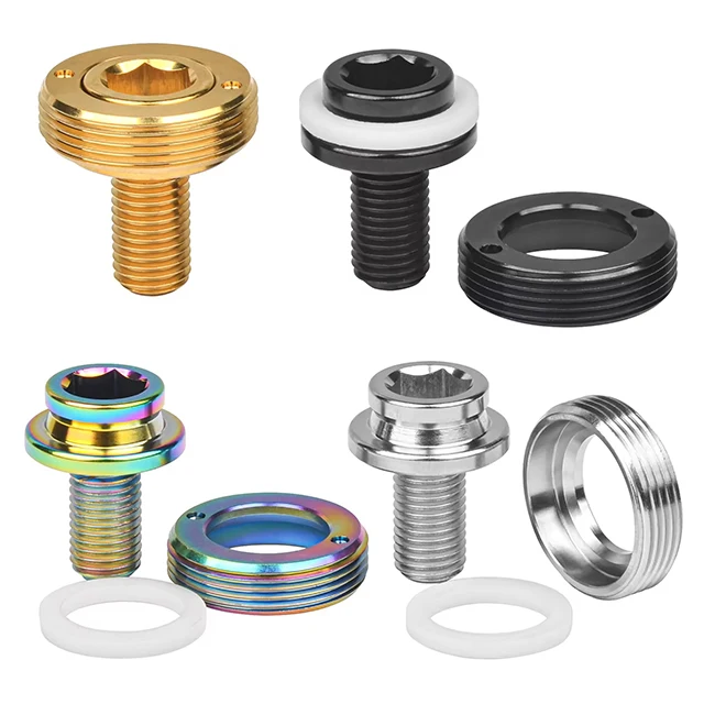 Titanium Bolt M8x15mm Square Hex Screws With Dust Cap Gasket for Pass Brompton Bottom Bracket Bike Ti suit Parts