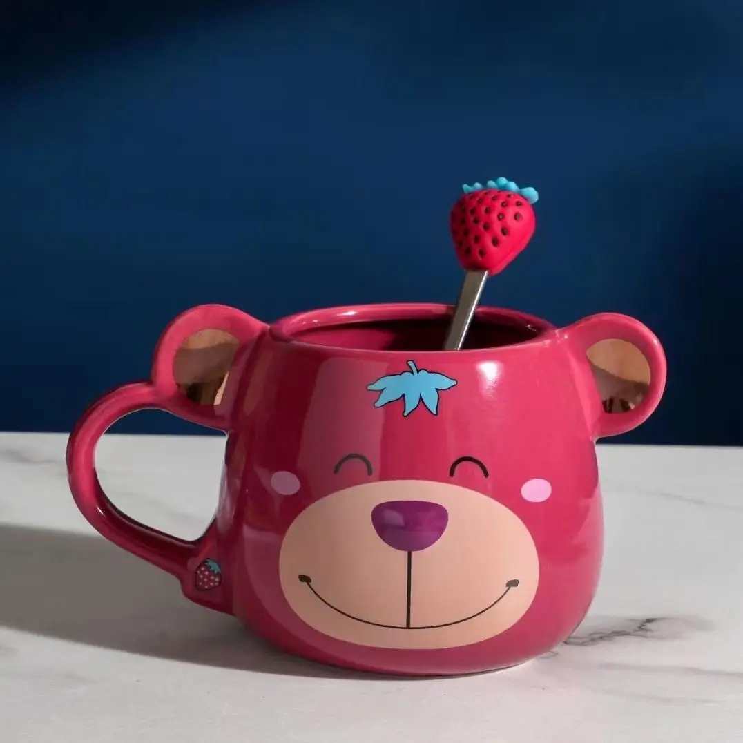 Strawberry Bear Ceramic Cup Cartoon mug Children Cute Girls Cute Ceramic Cup Gift Cup Wholesale