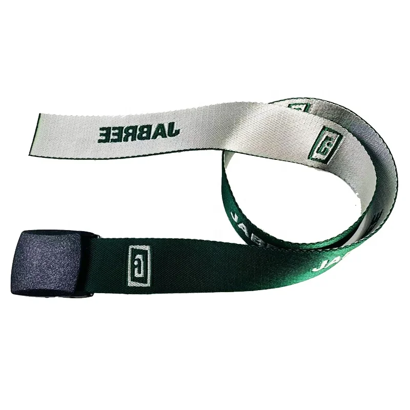 Wholesale Custom Woven Outdoor Nylon Fabric Mens Belt Automatic Plastic Buckle Fashion Jacquard Printed Polyester Belt With Logo