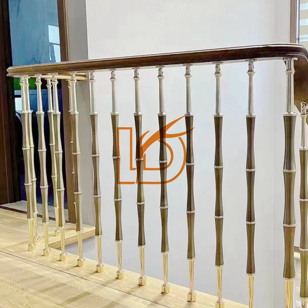 LD New Grey Aluminum Metal Stair Spindles 16 mm Bamboo Shaped Balusters For Indoor Staircase