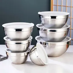 High quality wholesale Multi-specification 201 household  bowl salad Mixing Stainless Steel Bowls with cover