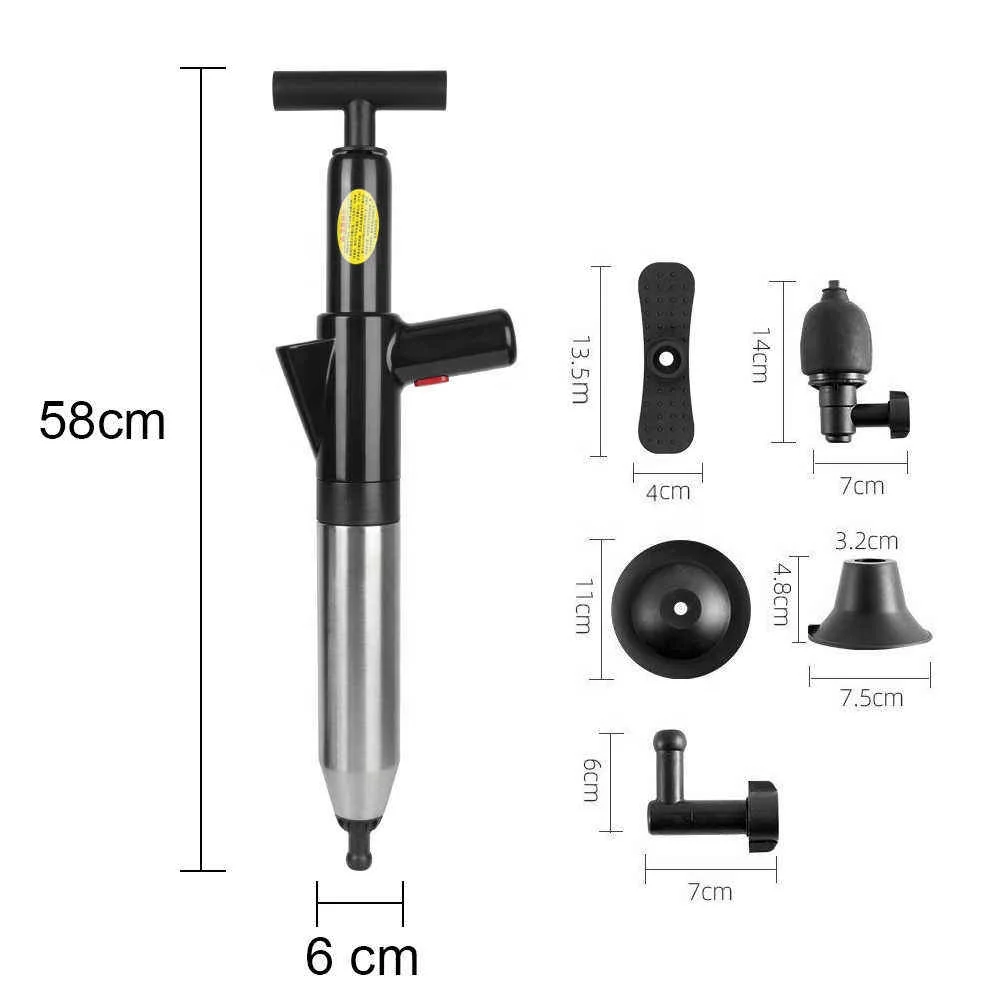 Toilet Plunger Dredge Clog Remover, Air Drain Blaster Sewer Pipe, High Pressure Drain Plunger