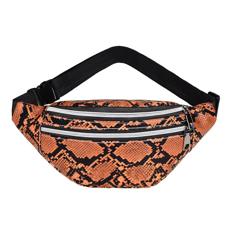 New Design Wholesale PU Woman Snakeskin Crossbody Chest Bag Female Fanny Pack Bag