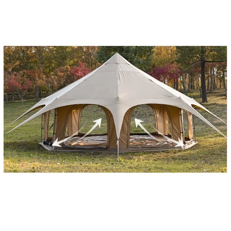 6-8 Person T/C Fabric Glamping Tent Luxury Hotel For Camping