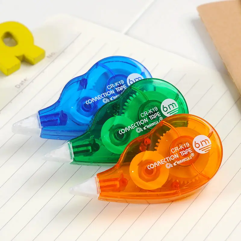 Student  stationery school office  customized transparent PET plastic colored cheap blue Changli correction tape roller for kids