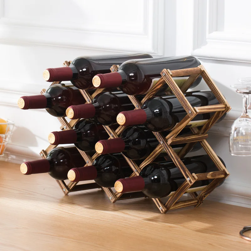 Wholesale bulk 2024 Hot new  Wooden display living room cabinet  creative free installation of folding wine rack