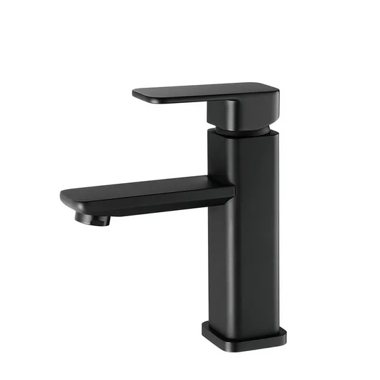 Black Color Square Wash Basin Faucet Black Hot and Cold Water Basin Mixer Basin Taps Single Handle Thermostatic Faucets Brass lavatory faucet