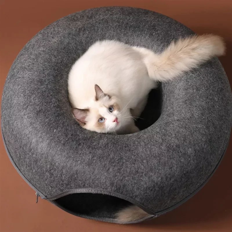 Relaxlines 2023 High Quality Hot Selling Donut Shape Felt Cat Tunnel House