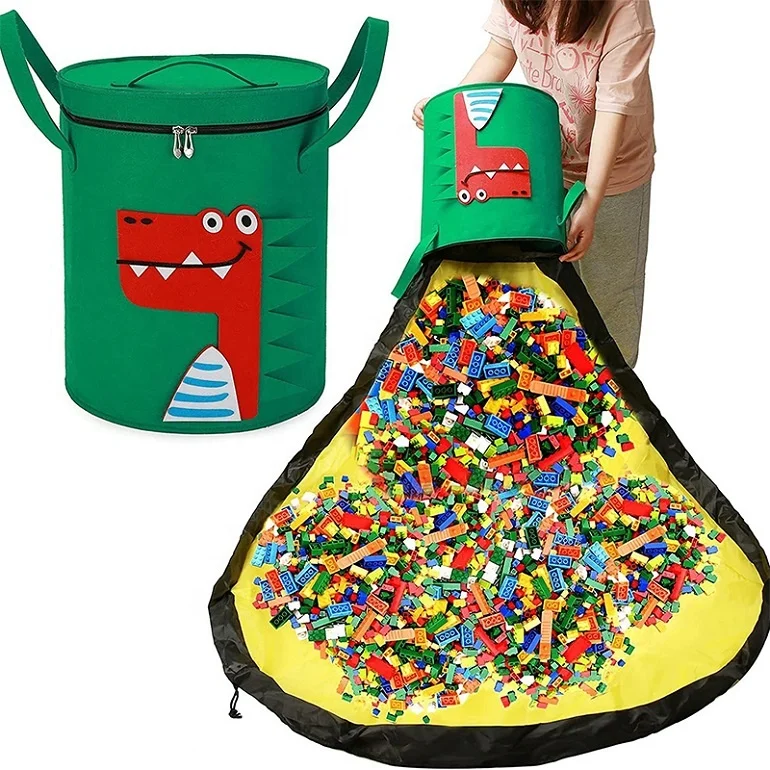Delicate Appearance Low Price Storage Box Cute Animal Design Cartoon Felt Kids Toy Storage Dino With Mat