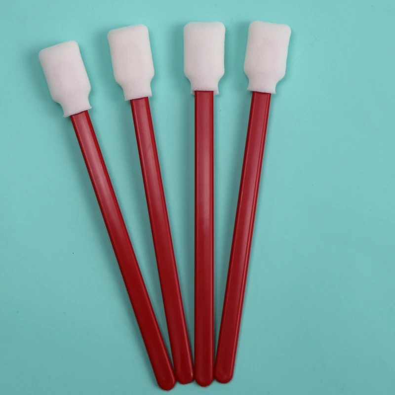 707 Lint Free Open-cell Rectangle Sponge Stick Red Handle Car Cleaning Foam Swab Stick Cotton Bud