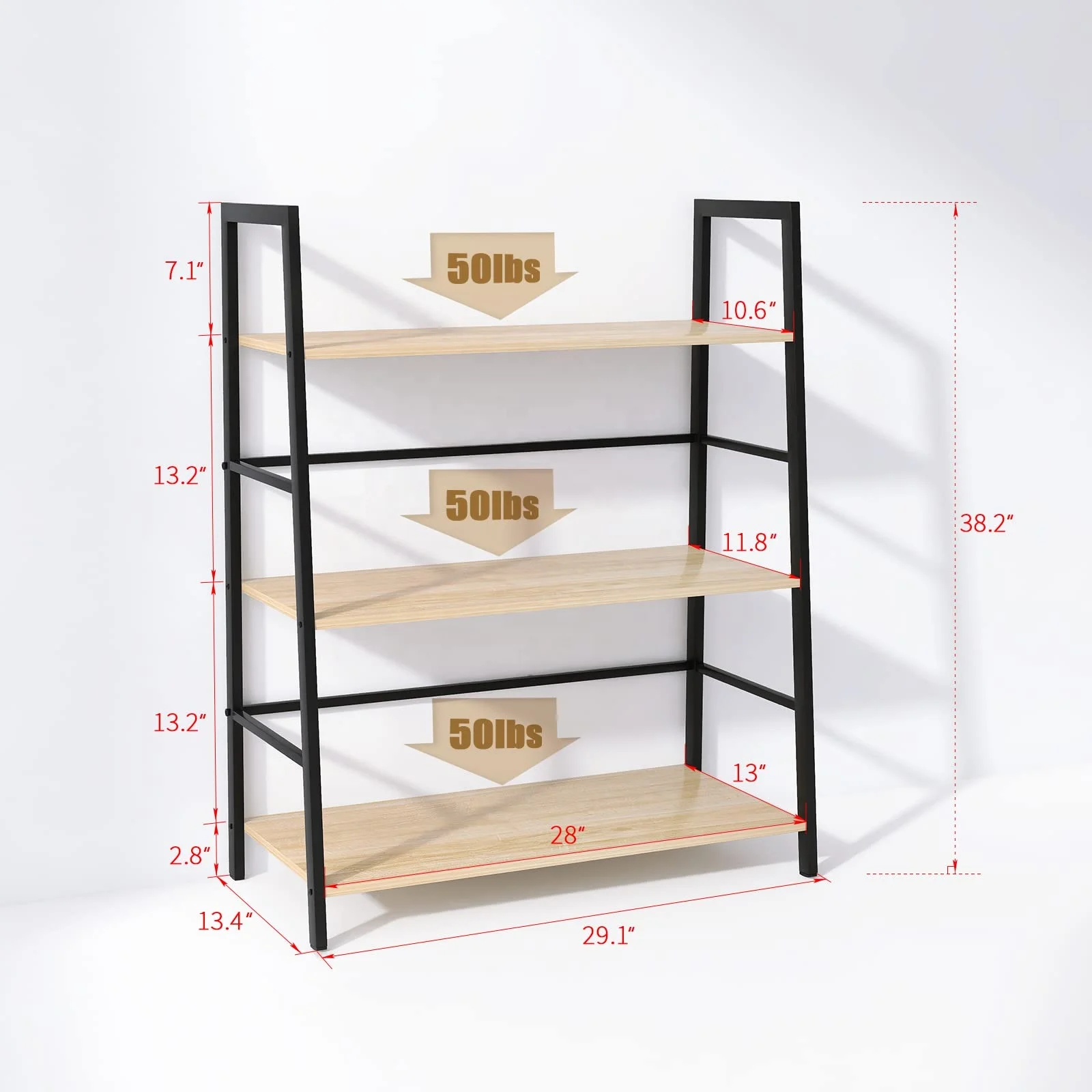 Custom Wooden Bookshelf Low Ladder Rack Iron Bookcase Small Book Shelf Wall