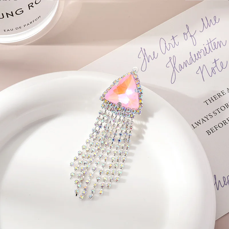 SZ Wholesale Triangle Shape Perforated Sew on drill claw rhinestones crystal buckle for Earrings Jewelry clothing accessories