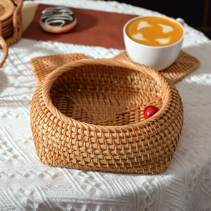 Плетеные корзины для хранения фруктов из ротанга круглый плетеный поднос корзина хлеба торта кондитерских изделий домашнего ювелирных
