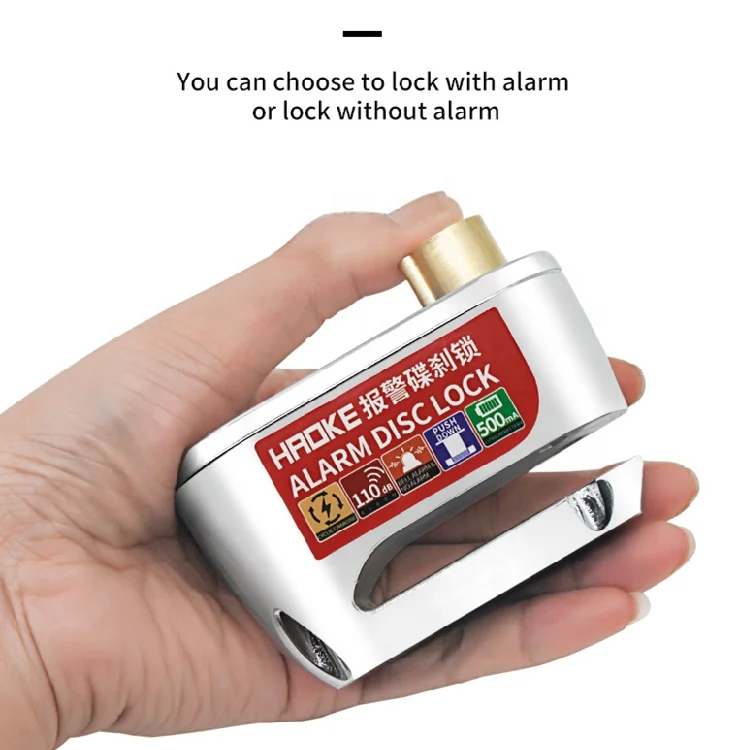 Quick keyless bicycle lock water proof USB rechargeable disc brake lock 110 db Anti theft alarm lock