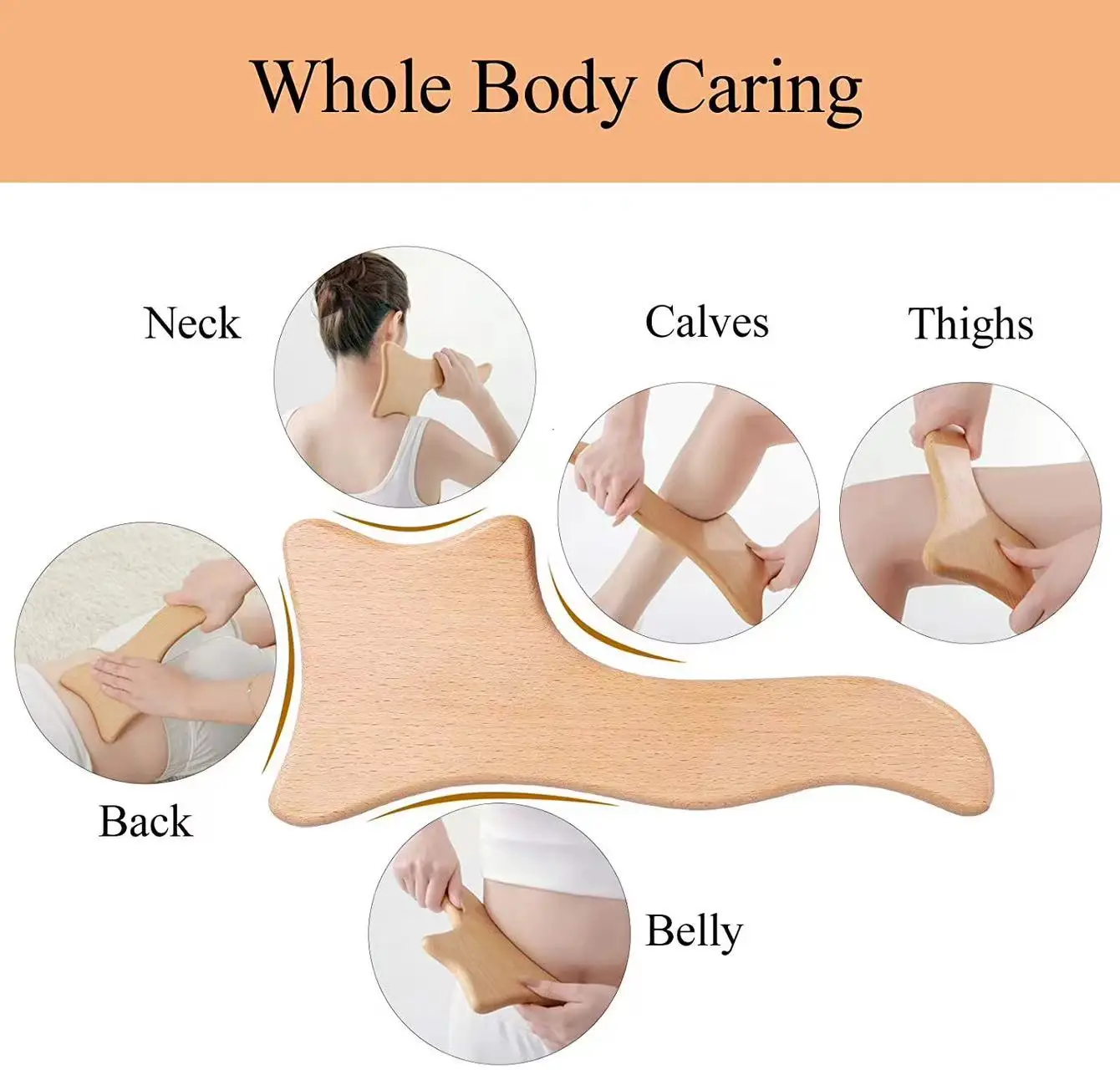 Wooden massage Stick Gua Sha Scalp Cellulite Body Foot Back Wood Massage Roller Wood Therapy Massage Tools