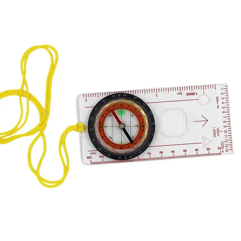 Outdoor Camping Metal Compasses Multi Functional Precision Magnifying Glass Compass Ruler Map Small Survival Compass