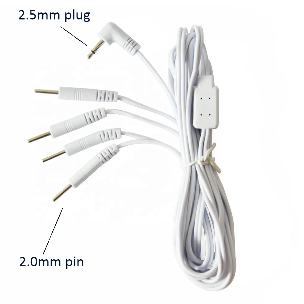 Replacement TENS Electrode Leads Wires/Cables with Standard 2.0 mm Pins Connectors TENS Lead Wires PVC Copper Foil Adapter Cable