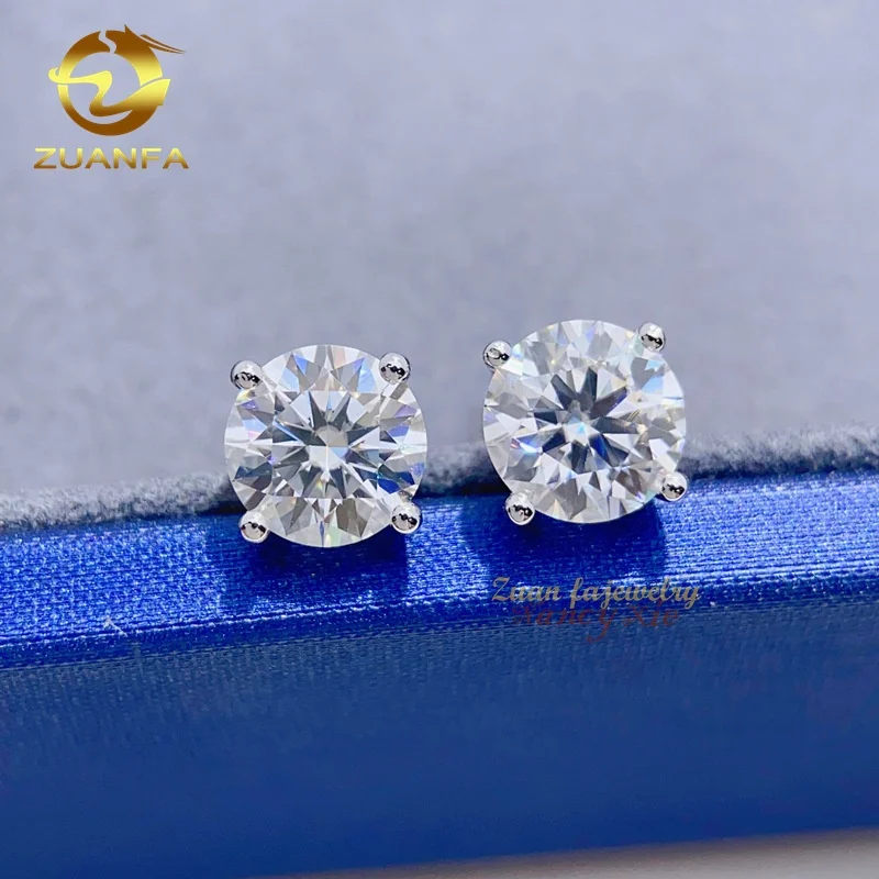 Роскошные недорогие винтовые серьги-гвоздики в стиле хип-хоп VVS Moissanite S925 серебро 10K
