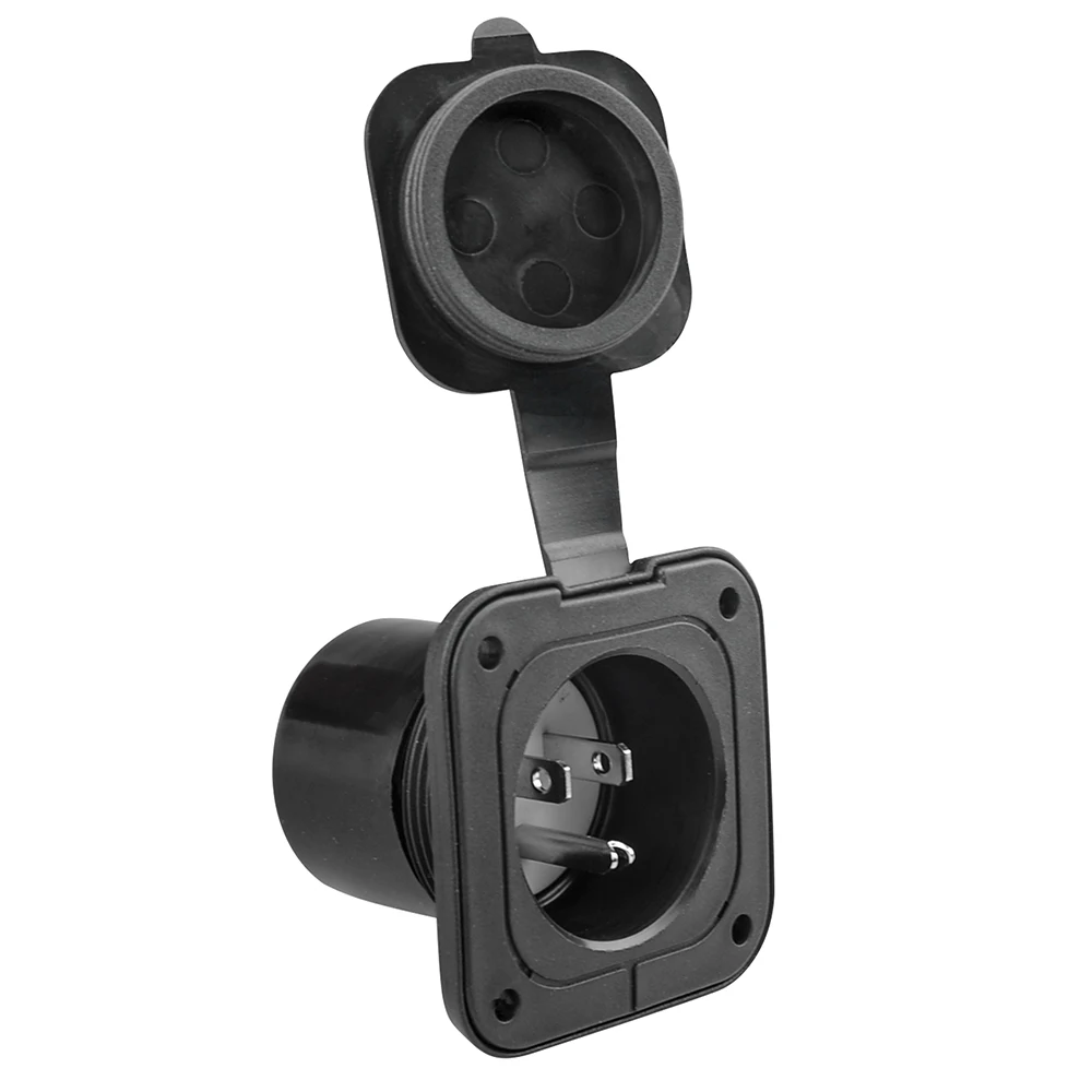 15 Amp Flanged Inlet 125V, NEMA 5-15 RV Shore Power Inlet Plug w/Waterproof and Back Cover, 2 Pole 3-Wire AC Port Plug