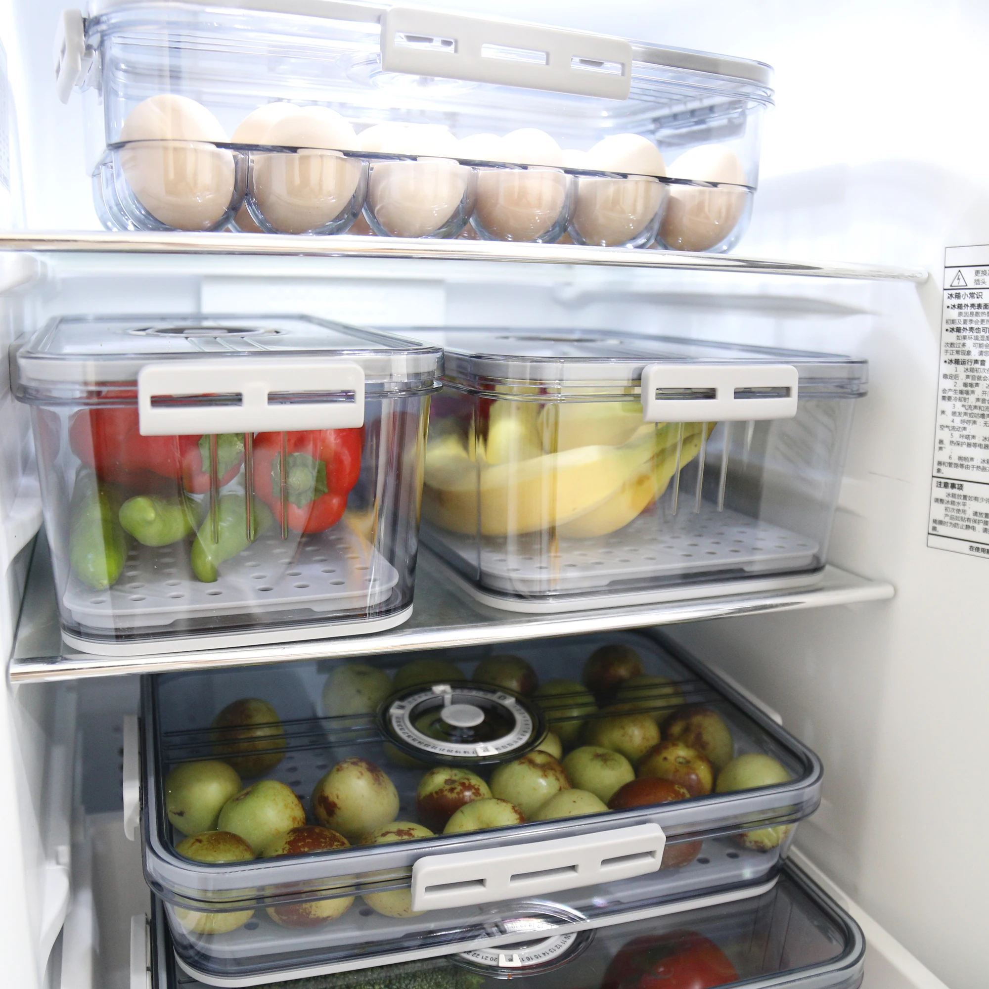 Custom Plastic Kitchen Food Storage Box Fridge Container Fruits Container Vegetable Storage Container