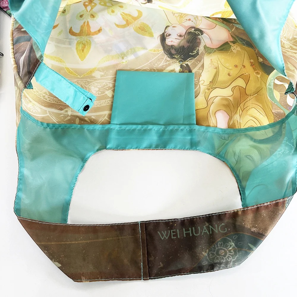 RPET Cartoon Handbag Outdoor Portable Storage Shoulder Bag Polyester Eco-friendly Grocery bags Folding Shopping Bag