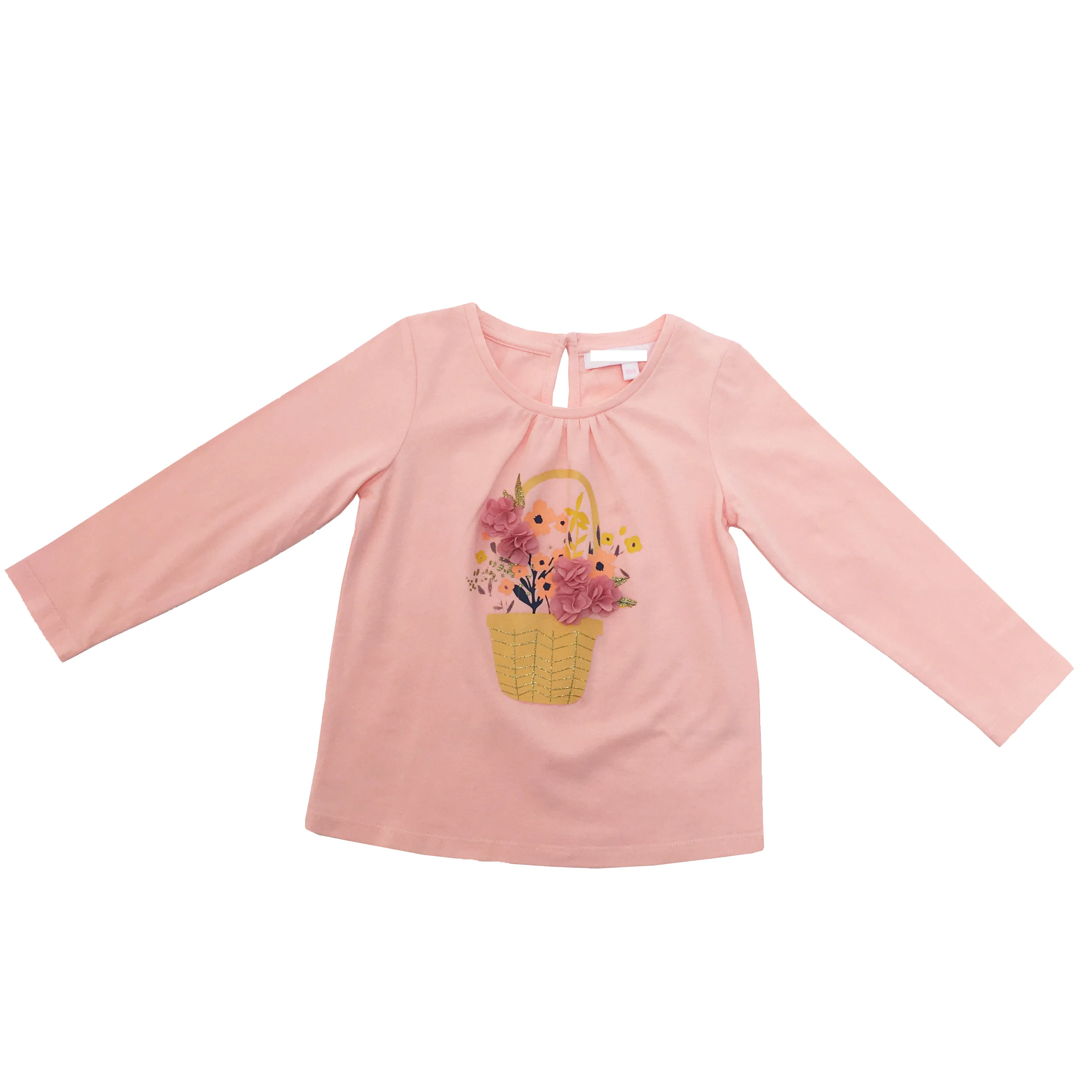 
Long Sleeve Blank Embroidery Breathable Children Top Wholesale Baby Girl Clothing T Shirt Cotton OEM Customized 