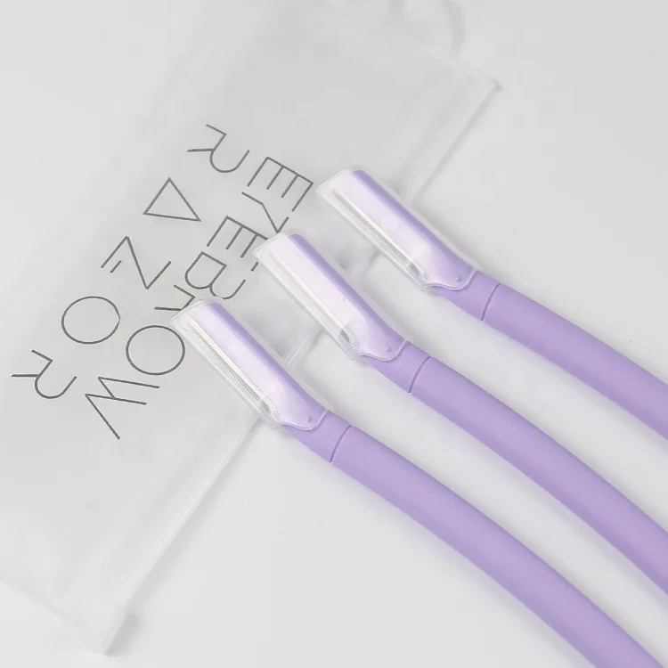 Exfoliation Tool for Face Purple Color Eco- friendly Eyebrow Razor Trimmer Women Facial Hair Removal Derma Razor Blade